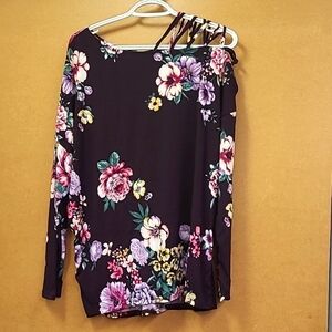White Birch Plum Floral Feeling Fun Off The Shoulder Top
